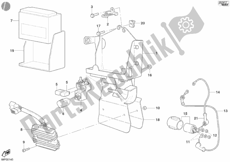 All parts for the Battery of the Ducati Superbike 998 Final Edition 2004